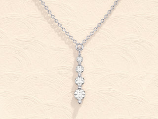 0.11 TCW Round Moissanite Diamond Drop Pendant Necklace