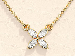 0.40 TCW Marquise Moissanite Diamond Clover Pendent Necklace