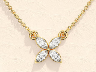 0.40 TCW Marquise Moissanite Diamond Clover Necklace