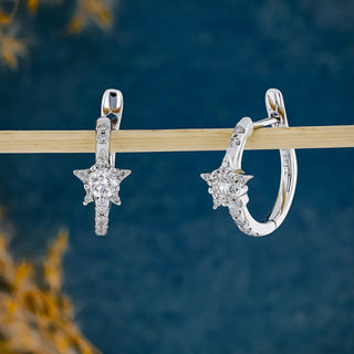 Boucles d'oreilles créoles en diamant et moissanite rondes de 0,54 TCW