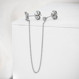 Boucles d'oreilles à double piercing en diamant et moissanite rondes et marquises de 0,28 TCW