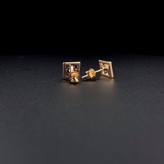 Boucles d'oreilles à tige avec lunette en diamant et moissanite ronde de 0,40 TCW