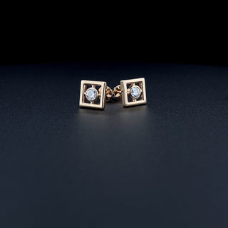 Boucles d'oreilles à tige avec lunette en diamant et moissanite ronde de 0,40 TCW