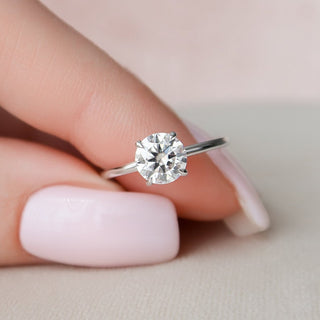 1.0 CT Round Shaped Moissanite Hidden Halo Engagement Ring