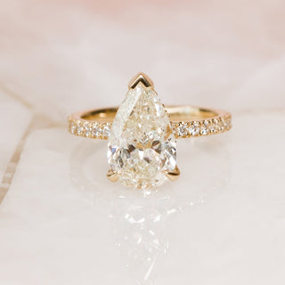 1.50 - 3.28 CT Pear Hidden Halo & Pave Diamond Engagement Ring