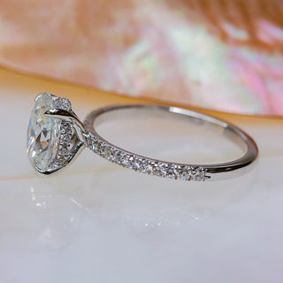 1.51 CT-3.51 CT Oval Hidden Halo & Pave CVD E/VS1 Diamond Engagement Ring