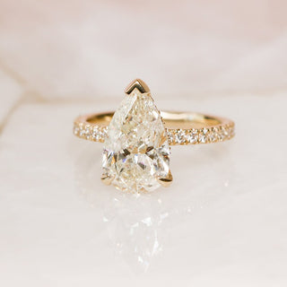 1.50 - 3.28 CT Pear Hidden Halo & Pave Diamond Engagement Ring