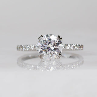 1.42-3.5 CT Round Hidden Halo & Pave Diamond Engagement Ring