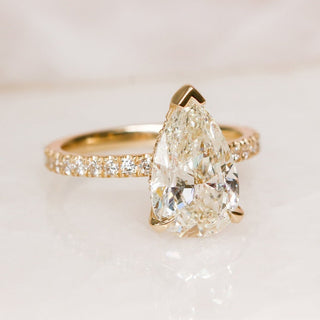 1.50 - 3.28 CT Pear Hidden Halo & Pave Diamond Engagement Ring