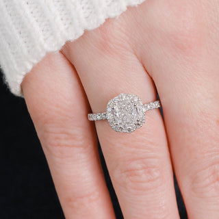 1.50 -3.50 CT Cushion Halo Diamond Engagement Ring