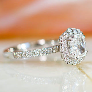 1.50 -3.50 CT Cushion Halo Diamond Engagement Ring