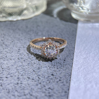 Bague de fiançailles avec halo de diamants ronds F/VS1 CVD de 1,0 à 3,0 ct serti pavé