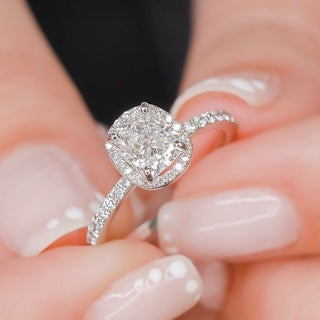 1.21 -3.50 CT Cushion Halo Diamond Engagement Ring