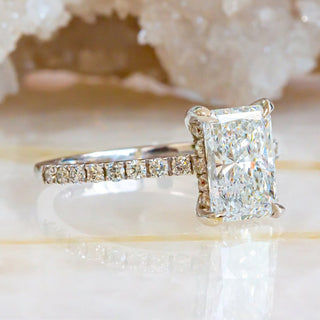 1.76-3.50 CT Radiant Hidden Halo & Pave Diamond Engagement Ring