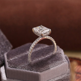 2.0 - 4.50 CT Radiant CVD Diamond Pave Setting Engagement Ring