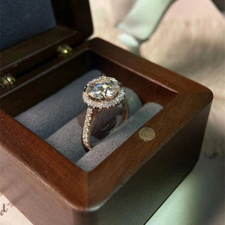 2.0-4.0 CT Round CVD Diamond Halo Pave Setting Engagement Ring