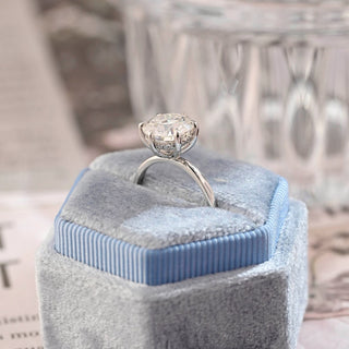 Bague de fiançailles solitaire avec halo caché en diamant rond F/VS1 CVD de 1,0 à 3,0 ct