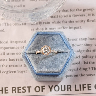 Bague de fiançailles avec diamant rond CVD de 1,0 à 3,0 ct serti pavé de halo unique