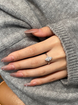 Bague de fiançailles avec diamant solitaire en moissanite taille marquise de 1,50 à 2,50 ct