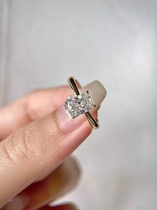 Anillo de compromiso solitario con diamante de moissanita de talla radiante de 1,0 CT a 2,0 CT