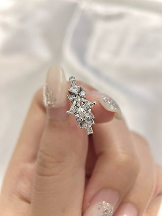 Anillo de compromiso con diamantes de moissanita de talla princesa de 1,0 CT a 2,0 CT