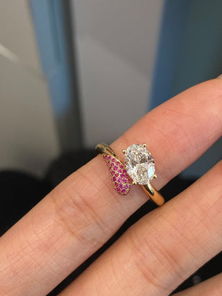 Bague de fiançailles unique en diamant avec moissanite taille ovale de 1,50 ct à 2,50 ct