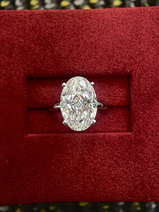 Anillo de compromiso solitario con diamante de moissanita de talla ovalada de 6,0 CT a 8,0 CT