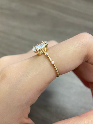 Bague de fiançailles pavée de diamants en moissanite à taille ovale de 2,0 à 3,0 ct