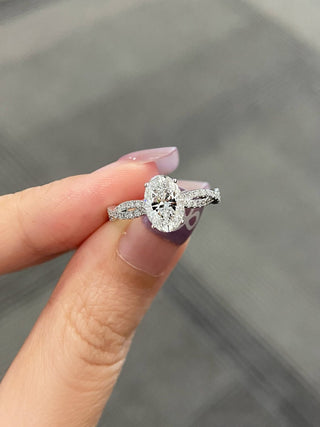 Bague de fiançailles avec diamants Moissanite taille ovale pavé Infinity de 1,50 à 2,50 ct