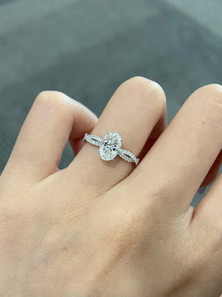 Bague de fiançailles avec diamants Moissanite taille ovale pavé Infinity de 1,50 à 2,50 ct