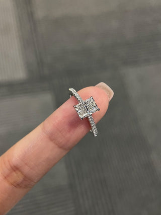 Bague de fiançailles pavée de diamants en moissanite taille radiant de 1,0 à 2,0 ct