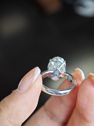 Anillo de compromiso con diamante solitario de moissanita de talla ovalada de 4,0 CT a 6,0 CT