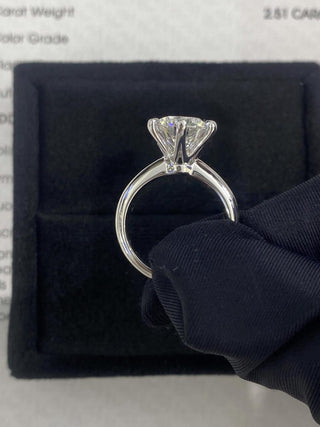 Bague de fiançailles avec diamant solitaire en moissanite taille ronde de 2,50 à 3,50 ct