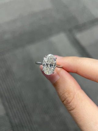 Anillo de compromiso con diamante solitario de moissanita de talla ovalada de 2,50 ct a 3,50 ct