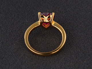 Bague en diamant avec pierre précieuse rouge taillée en cœur pour cadeau de Saint-Valentin