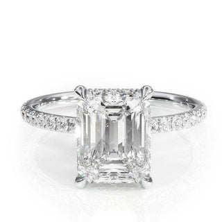 2.75CT Emerald Cut Hidden Halo Moissanite Engagement Ring - ELITE CARAT