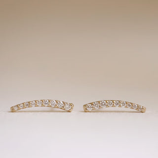 Boucles d'oreilles à tige en or massif 18 carats avec diamants et moissanite grimpants ronds de 0,11 ct