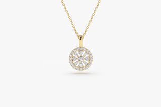 0.32 TCW Round & Baguette Cut Halo Moissanite Diamond Necklace