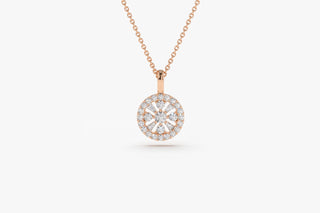 0.32 TCW Round & Baguette Cut Halo Moissanite Diamond Necklace