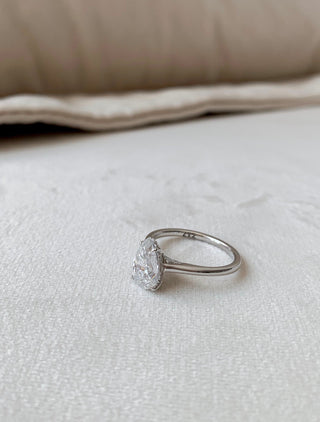 1.5 CT Pear Shaped Moissanite Hidden Halo Engagement Ring