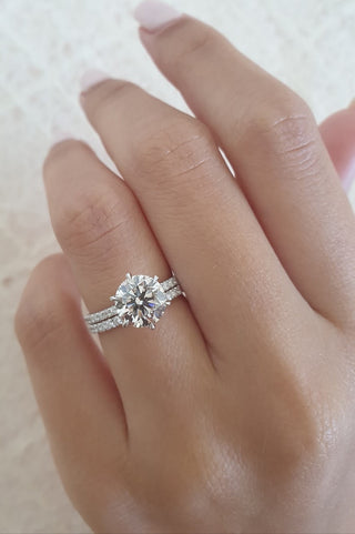 Anillo de compromiso estilo pavé con diamantes redondos de 1,0 a 3,0 quilates