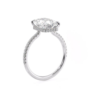 Bague de fiançailles en moissanite pavée avec halo caché radiant de 3,5 ct