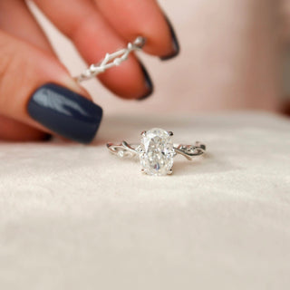 Ensemble de bagues de fiançailles de mariée Halo, coupe ovale, Moissanite, Twing Halo, 1.80 CT 