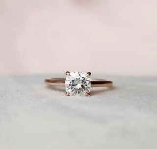 2.0 CT Cushion Shaped Moissanite Hidden Halo Engagement Ring