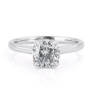 2.0 CT Cushion Shaped Moissanite Hidden Halo Engagement Ring