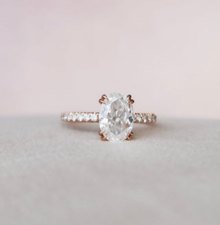 2.0CT Oval Cut Unique Halo Setting Moissanite Engagement Ring - ELITE CARAT