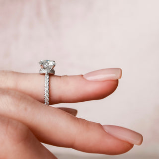 Bague de fiançailles avec halo caché en moissanite à taille ronde de 2,0 à 4,0 ct