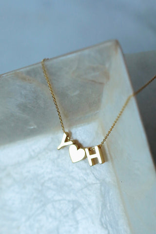 Initial Minimalist Letter Necklace for Women in 18K Gold