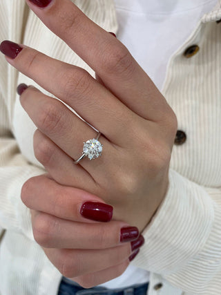 Bague de fiançailles avec solitaire en diamant rond de 1,0 à 3,0 ct