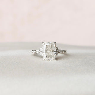 3.50CT Radiant Cut Moissanite Cluster Engagement Ring - ELITE CARAT